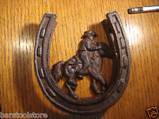 Cow-Boy Porte Heurtoir Fer à Cheval Cowgirl Cheval Cavalier Fonte Western