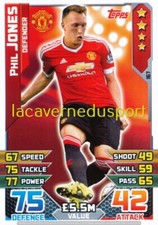 167 PHIL JONES # MANCHESTER UNITED TOPPS PREMIER LEAGUE 2015 2016 MATCH ATTAX