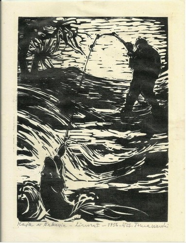 Scène pêche prise - de,