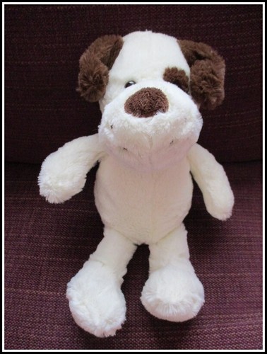 Doudou peluche chien blanc - peluche,