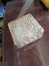 Plafonnier Verre Bulle Irise Ambre 1960 1970 