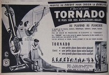 PUBLICITÉ 1956 TORNADO ASPIRATEURS-BALAIS DU PLAFOND AU PLANCHER - ADVERTISING