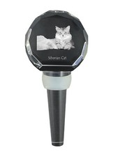 Chat Sibérien - Bouchon En Cristal Avec Chat, Tirelire À Vin Unique