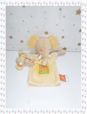 ㉚ - Doudou Plat Marionnette Eléphant Beige Jaune Bébé Les Loustics  Moulin Roty