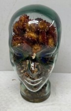 Ancienne marotte en verre tête à chapeau année 70