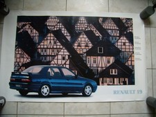AFFICHE RENAULT :  RENAULT 19  . 99 X 62 CM  .  BON ÉTAT GÉNÉRAL .
