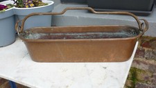 Antique French copper fish kettle/steamer/poacher/planter/jardiniere/cauldron