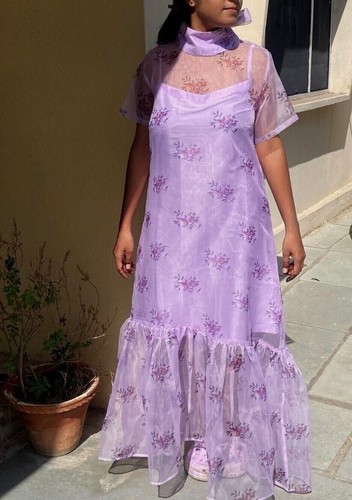 Floral organza robe maxi - floral,