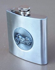 Flasque à alcool déco MOTO bouteille flacon motard whisky inox