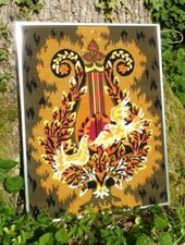 CANEVAS ART MODERNE "Lyre aux oiseaux" D'APRES TAPISSERIE DE STYLE Lurçat, M.Ray