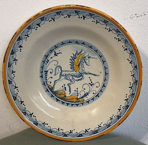 Plat majolique multicolore - majolique,