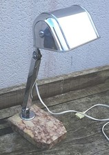 ANCIENNE LAMPE DE BUREAU MÉTAL CHROMÉ ET MARBRE ART DÉCO 