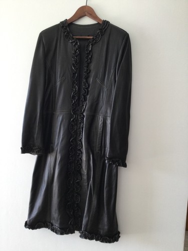 Manteau long cuir noir - long,
