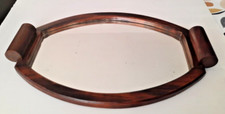 GRAND PLATEAU  DE SERVICE EN BOIS MIROIR OVAL ANCIEN DIMENSIONS 56,5 x 36 x 6 cm