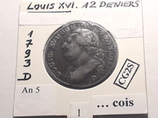 Louis XVI 12 Deniers 1793 D -1 An 5 Francois