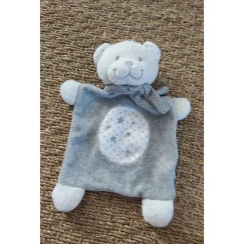 Doudou plat ours gris blanc - plat, et