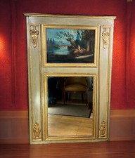 TRUMEAU XVIIIe  EN BOIS LAQUÉ EPOQUE LOUIS XVI AVEC SA PEINTURE D ORIGINE