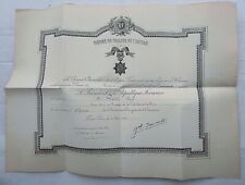 DIPLOME OFFICIER ORDRE DU DRAGON D' ANNAM