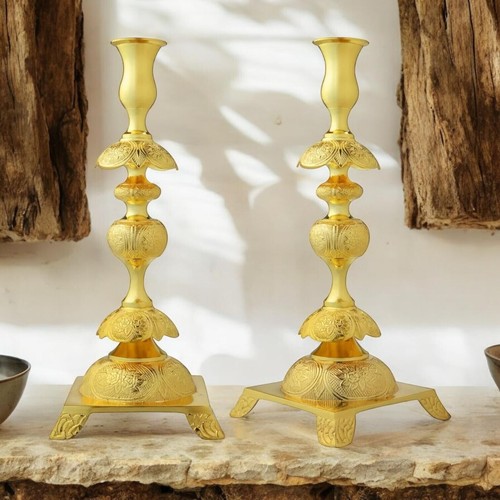 Paire bougeoirs anciens en - bougeoirs,