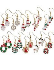 10 Paires Bijoux Ensemble Boucles d'oreilles Percée Motif Noël