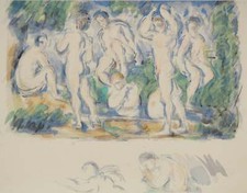 Paul CEZANNE : Etude de Baigneurs, Lithographie et pochoir