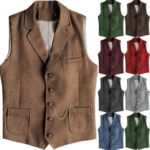 Mens tweed vest western - mens,