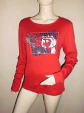 HAUT T-SHIRT SWEAT ELLENOR FEMME100% COTON  ROUGE FONCE AVEC DESSIN T: 40