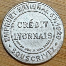 TIMBRE MONNAIE CRÉDIT LYONNAIS. EMPRUNT 6 % . 1920 SANS TIMBRE. (1275)