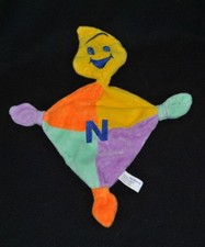 Peluche doudou fantôme plat NUTRIBEN jaune orange vert mauve 3 noeuds NEUF