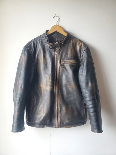 Veste cuir motard vielli - cuir, de