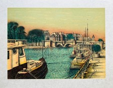 Jean CARZOU - "Le Pont-Neuf, Paris" - Lithographie originale signée - 1986