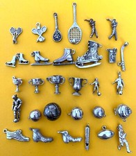 FOOT, TENNIS, GOLF, SPORTS Vintage sterling silver bracelet charms