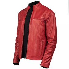 Veste de motard rouge en cuir