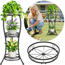 Étagère Plantes Métal Noir 3 Niveaux Support Fleurs Jardin Intérieur 86 cm