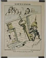 Faustin La clef de la situation 1871 Estampe en couleur Politique Caricature