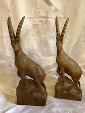 Paire statue en bois - Bouc