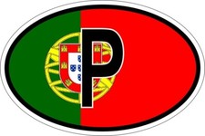 Autocollant sticker ovale oval drapeau code pays P  portugal