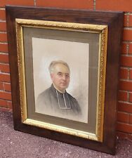 Tableau signé . Datée 1921  Portrait  d'écclesiastique Dessin Pastel sur papier