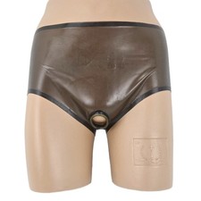Culotte ouverte en latex noir transparent (S)