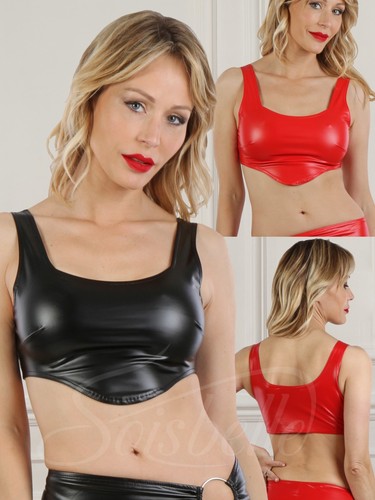 Brassière crop top wetlook - top, en
