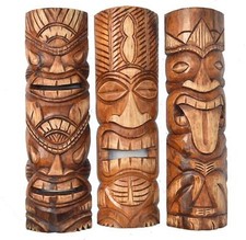 3 Masques Tiki 50Cm 3 Masques Muraux Tiki Hawaii Maui Look Masque Neuf