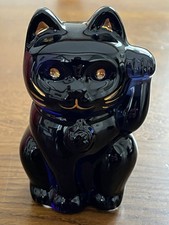 Baccarat France - Chat, Cat Maneki Neko Chance, Luck Cristal Bleu Nuit