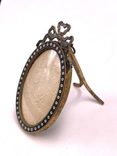 Cadre porte photo en bronze émaillé fronton au noeud XIXe