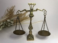 Balance de justice décorative miniature en laiton - H15cm - 2 plateaux suspendus