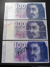 BILLET 100 FRS SUISSE   FAUX  RARE ISSUE BANQUE / ACHAT UNITE AU CHOIX
