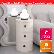 NEUF Art-déco Baril meuble rangement rond table chevet vintage 60's avec tiroirs