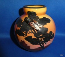 ceramique de VALLAURIS vase boule vintage barbotine cigale