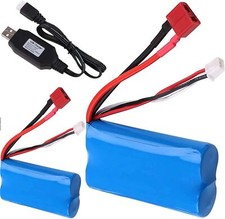 2 x batterie Li-ion 7,4 V 1500 mAh 15C connecteur T + chargeur USB pour voitu...