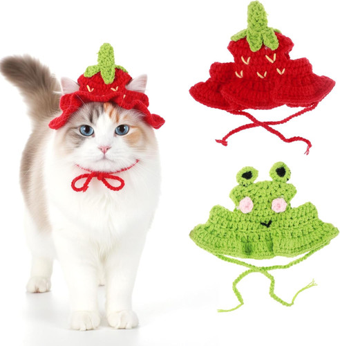 2pcs cat crochet hat frog - 2pcs,