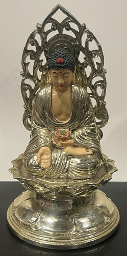 Silver plated seated buddha - silver,
